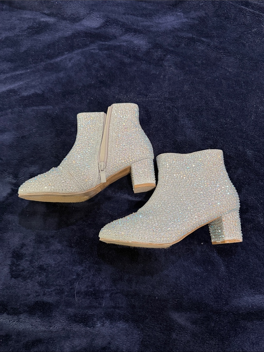 Link White Crystal Embellished Kids Ankle Boots